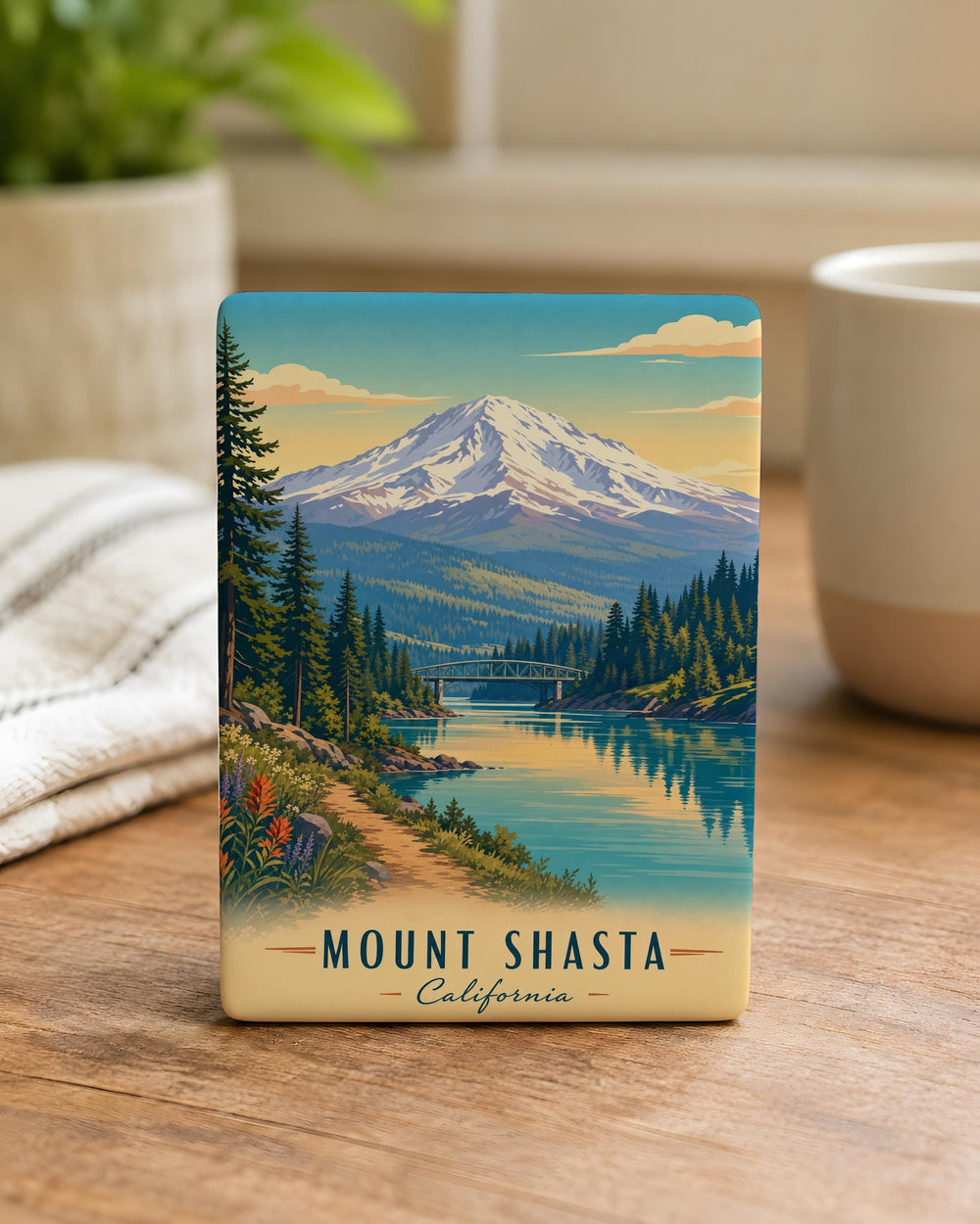 Mount Shasta Fridge Magnet, California Mountain Souvenir Magnet, Mount Shasta Landmark Refrigerator Magnet