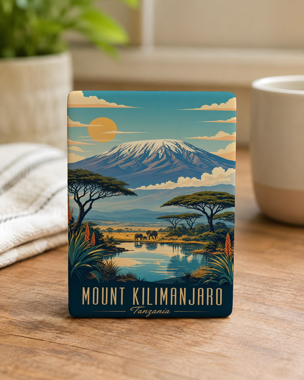 Mount Kilimanjaro Fridge Magnet, Tanzania Africa Mountain Souvenir Magnet, Travel Landmark Refrigerator Magnet