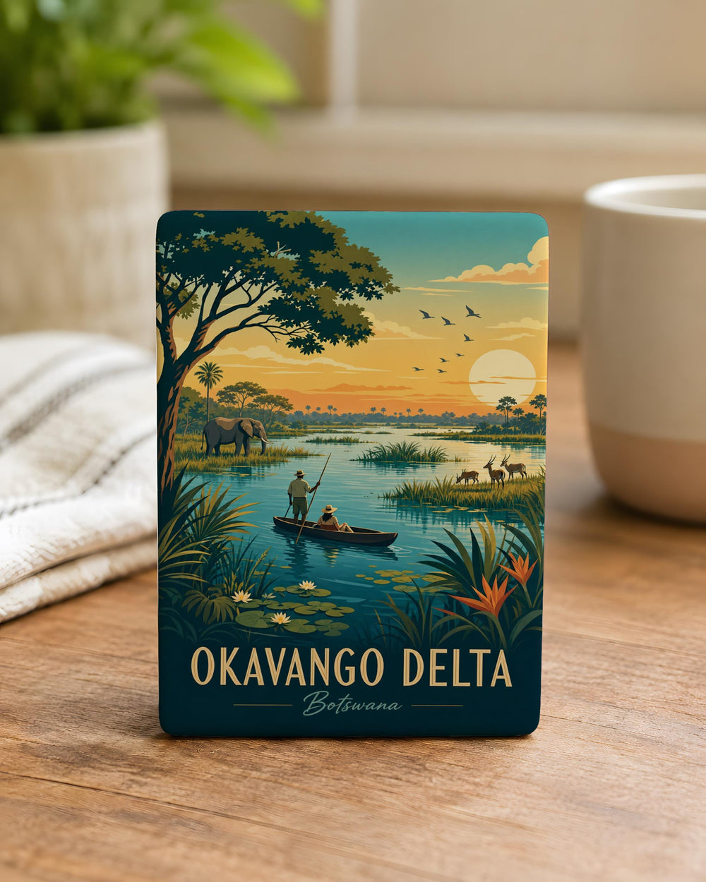 Okavango Delta Fridge Magnet, Botswana Wildlife & Wetlands Souvenir Magnet, African Safari Travel Gift