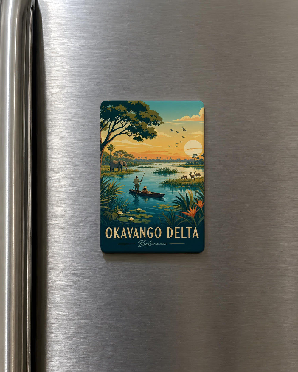Okavango Delta Fridge Magnet, Botswana Wildlife & Wetlands Souvenir Magnet, African Safari Travel Gift