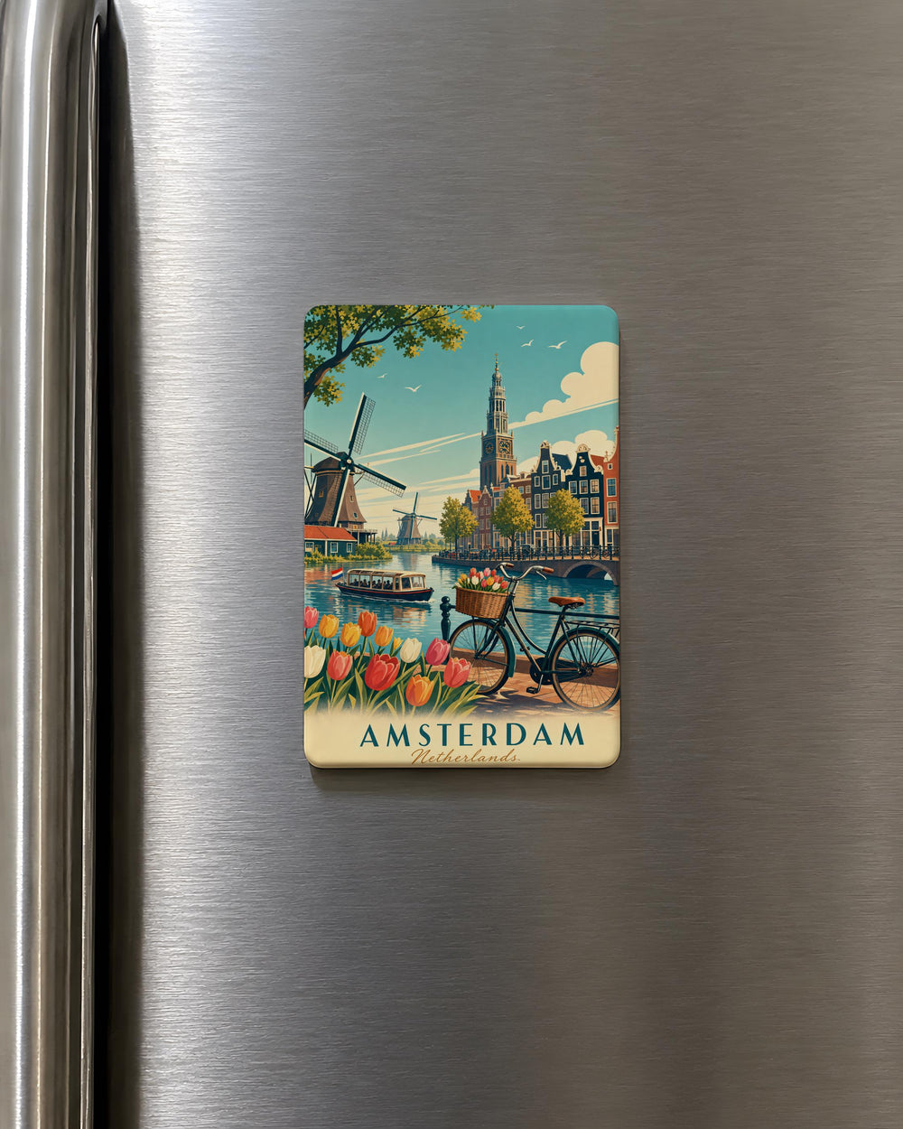 Netherlands Fridge Magnet, Holland Souvenir Magnet, Netherlands Travel Gift, Dutch Landmark Magnet, Netherlands Keepsake Magnet
