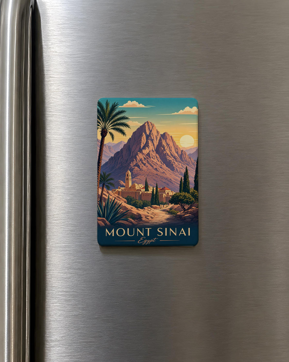 Mount Sinai Fridge Magnet, Holy Mountain Landmark Souvenir, Biblical Israel Travel Keepsake, Religious Gift for Pilgrims
