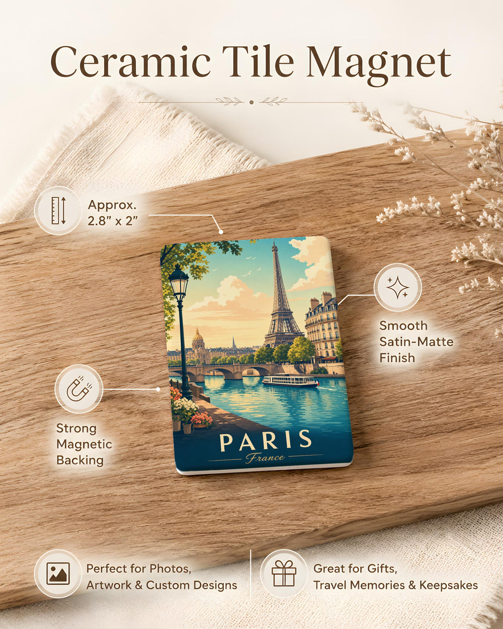 Paris France Fridge Magnet, Paris Travel Souvenir, Eiffel Tower Landmark, France Vacation Keepsake, Paris City Gift