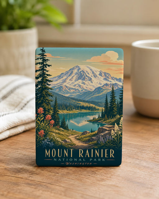 Mount Rainier National Park Fridge Magnet, Washington Mountain Souvenir, Paradise Skyline, Scenic Nature Travel Keepsake
