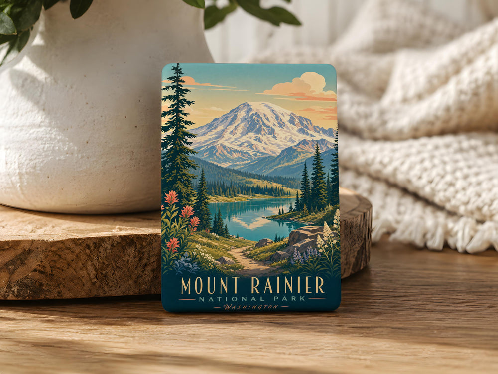 Mount Rainier National Park Fridge Magnet, Washington Mountain Souvenir, Paradise Skyline, Scenic Nature Travel Keepsake