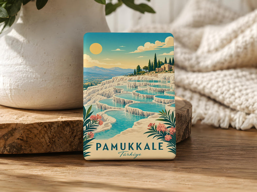 Pamukkale Fridge Magnet, Turkey Travel Souvenir, Cotton Castle Terraces, Thermal Pools, Denizli Landmark Gift