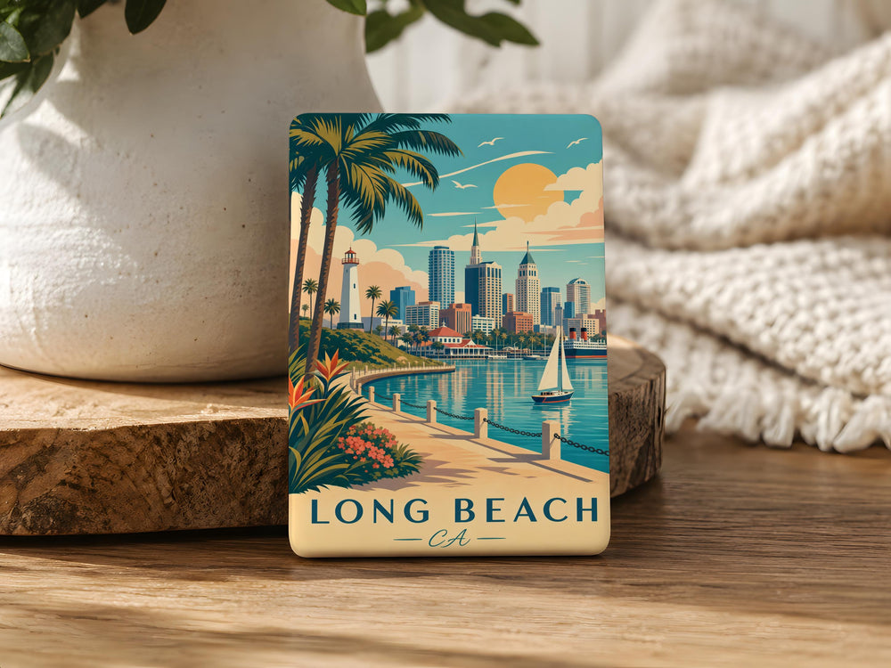 Long Beach CA Fridge Magnet, Long Beach California Souvenir Magnet, Beach City Travel Keepsake Magnet, Coastal Landmark Gift