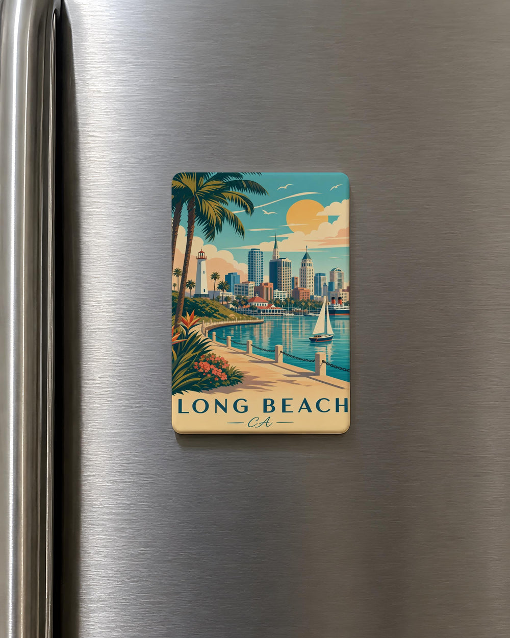 Long Beach CA Fridge Magnet, Long Beach California Souvenir Magnet, Beach City Travel Keepsake Magnet, Coastal Landmark Gift