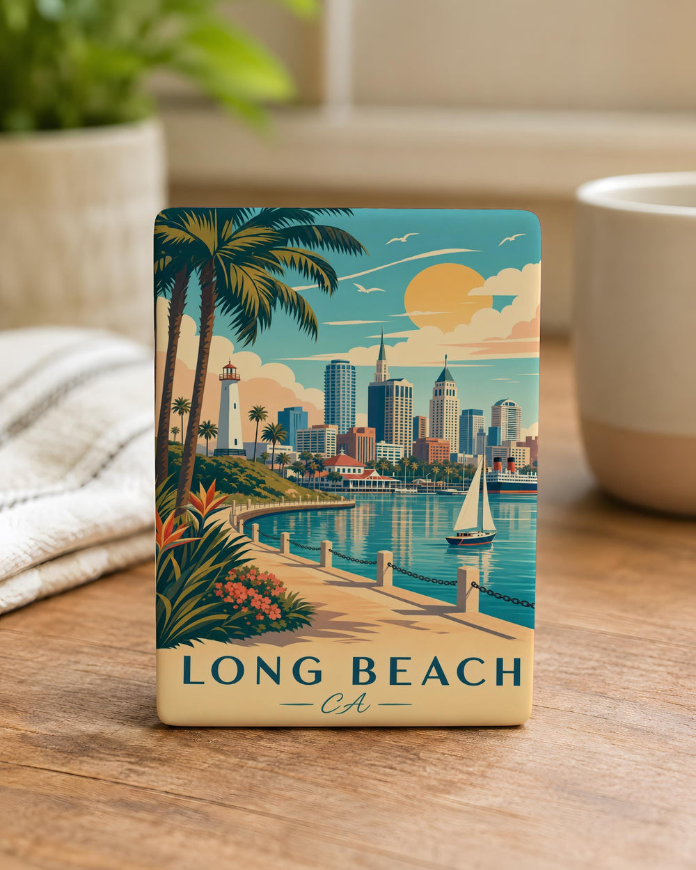 Long Beach CA Fridge Magnet, Long Beach California Souvenir Magnet, Beach City Travel Keepsake Magnet, Coastal Landmark Gift