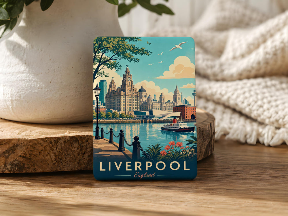 Liverpool England Fridge Magnet, Liverpool Souvenir Magnet, UK Travel Gift, Merseyside Landmark Keepsake, Refrigerator Magnet