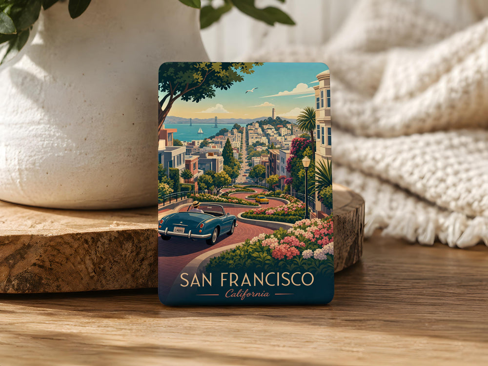 Lombard Street San Francisco Fridge Magnet, Crooked Street Landmark Souvenir Magnet, California Travel Gift Magnet