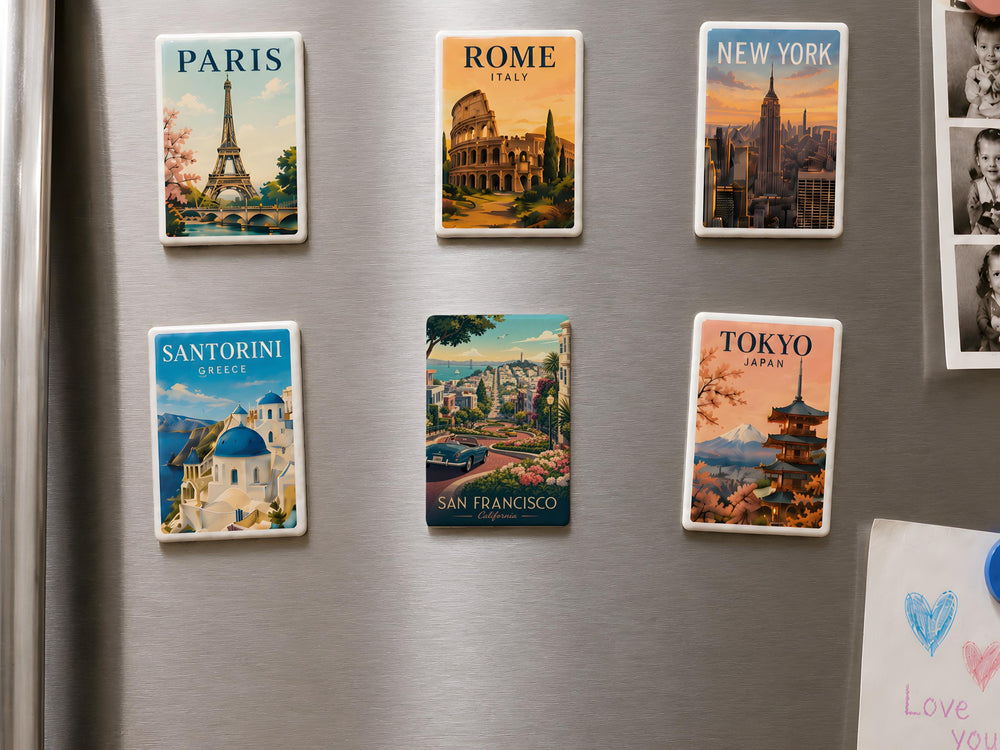 Lombard Street San Francisco Fridge Magnet, Crooked Street Landmark Souvenir Magnet, California Travel Gift Magnet