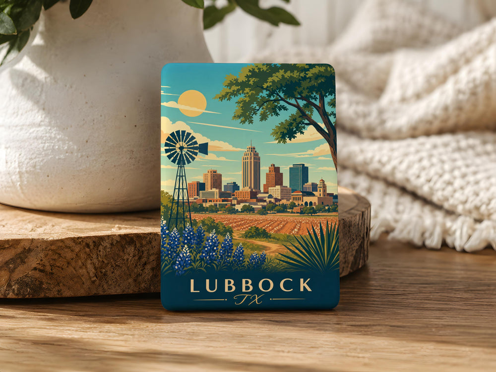 Lubbock TX Fridge Magnet, Lubbock Texas Souvenir Magnet, West Texas Travel Keepsake, Texas City Magnet Gift