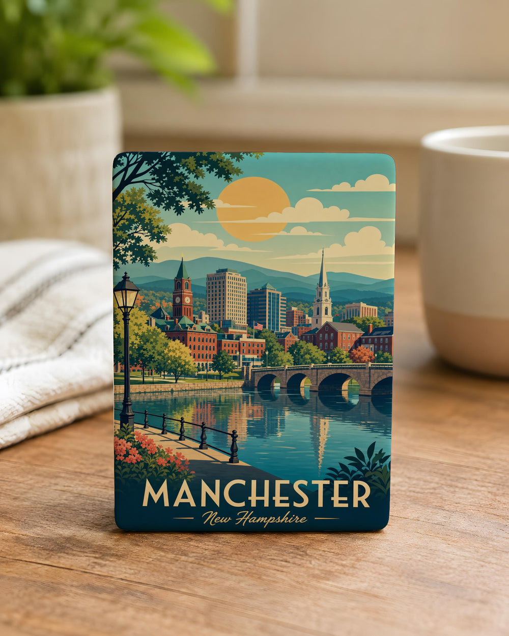 Manchester NH Fridge Magnet, Manchester New Hampshire Souvenir Magnet, City Landmark Travel Keepsake Magnet, Gift for Manchester NH Fans