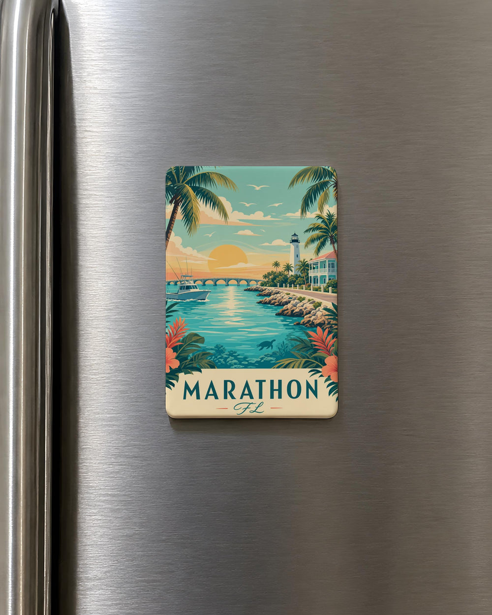 Marathon Florida Fridge Magnet, Florida Keys Souvenir Magnet, Marathon FL Travel Gift, Coastal Vacation Keepsake Magnet