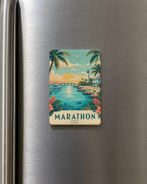 Marathon Florida Fridge Magnet, Florida Keys Souvenir Magnet, Marathon FL Travel Gift, Coastal Vacation Keepsake Magnet