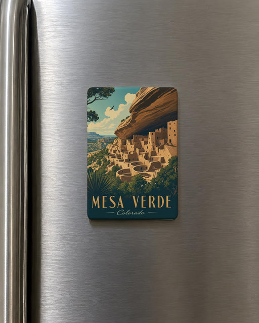 Mesa Verde Cliff Dwellings Fridge Magnet, Ancient Puebloan Ruins, Colorado National Park Souvenir Magnet, Southwest Travel Gift