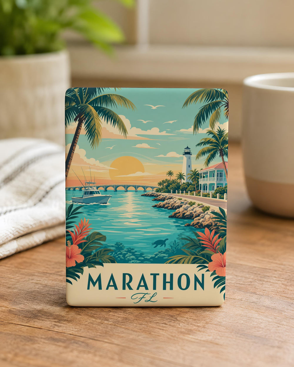 Marathon Florida Fridge Magnet, Florida Keys Souvenir Magnet, Marathon FL Travel Gift, Coastal Vacation Keepsake Magnet