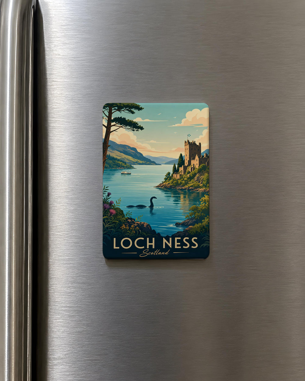 Loch Ness Monster Fridge Magnet, Scotland Lake Ness Souvenir Magnet, Nessie Mythical Creature Travel Keepsake Gift