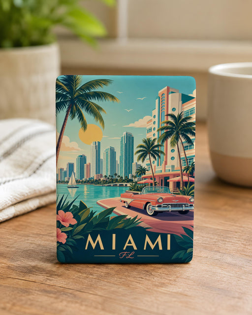 Miami Florida Fridge Magnet, Miami FL Souvenir Magnet, Miami Beach Travel Gift, Florida Vacation Keepsake, City Landmark Magnet