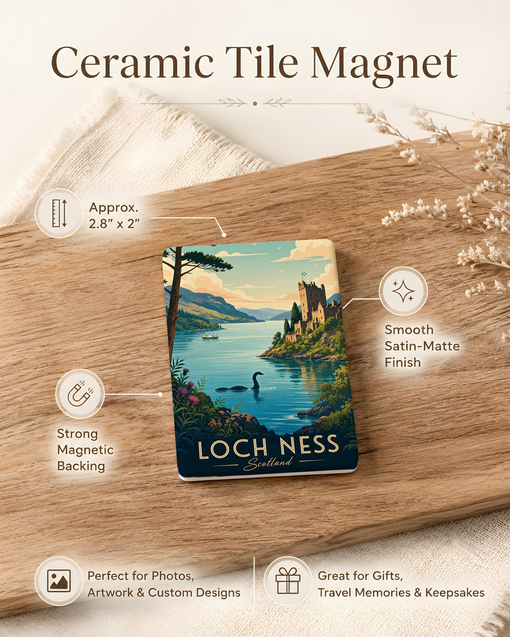Loch Ness Monster Fridge Magnet, Scotland Lake Ness Souvenir Magnet, Nessie Mythical Creature Travel Keepsake Gift