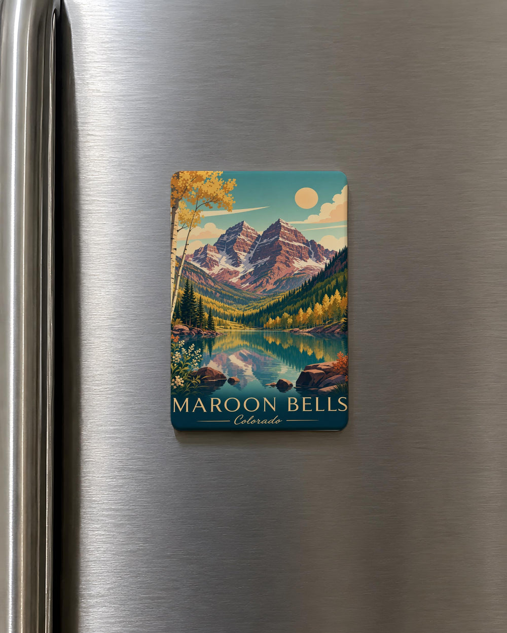 Maroon Bells Mountain Fridge Magnet, Aspen Colorado Scenic Peaks Souvenir Magnet, Rocky Mountains Travel Gift