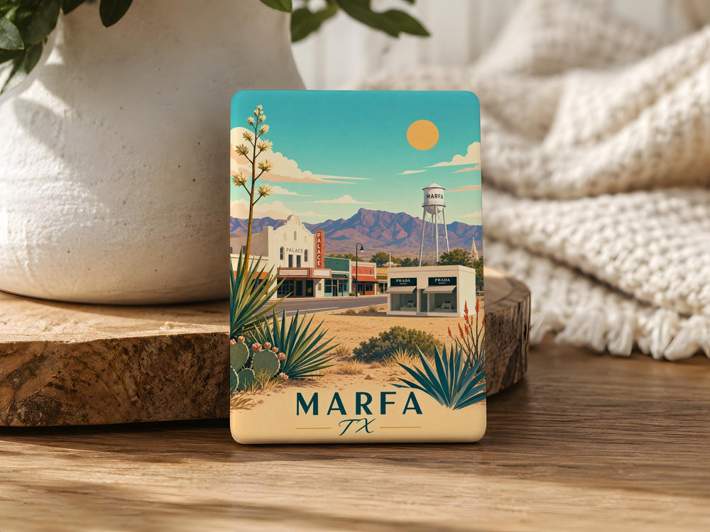 Marfa TX Fridge Magnet, Marfa Texas Souvenir Magnet, West Texas Travel Gift, Desert Town Landmark Keepsake Magnet