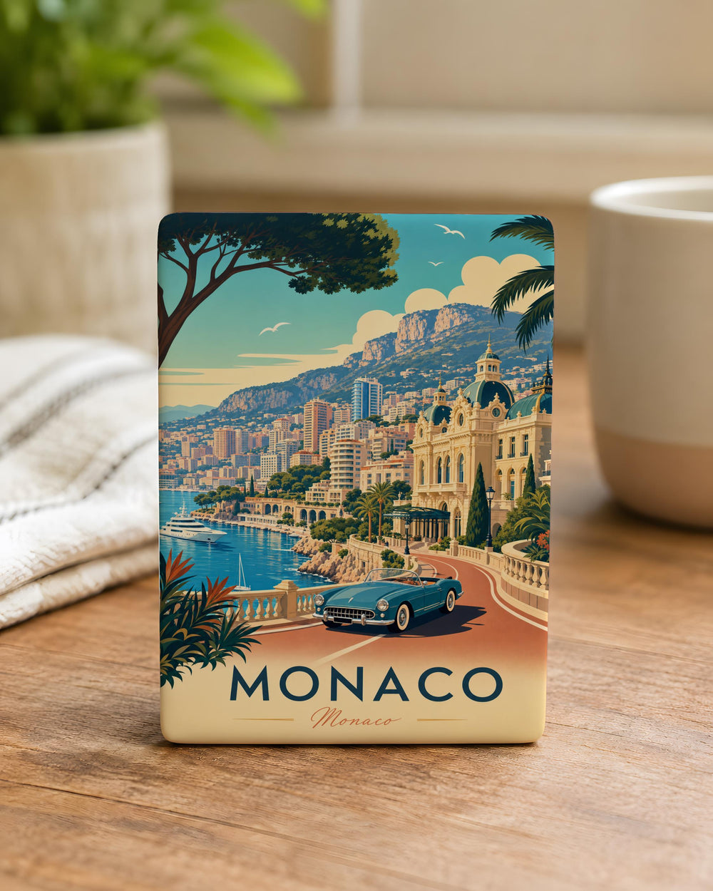 Monaco Fridge Magnet, Monte Carlo Harbor Souvenir Magnet, Monaco Travel Gift, French Riviera Landmark Magnet