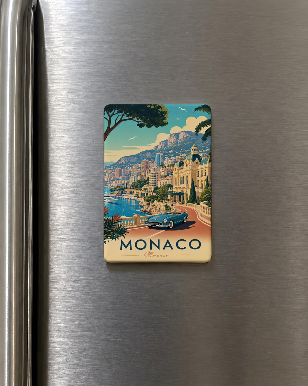 Monaco Fridge Magnet, Monte Carlo Harbor Souvenir Magnet, Monaco Travel Gift, French Riviera Landmark Magnet