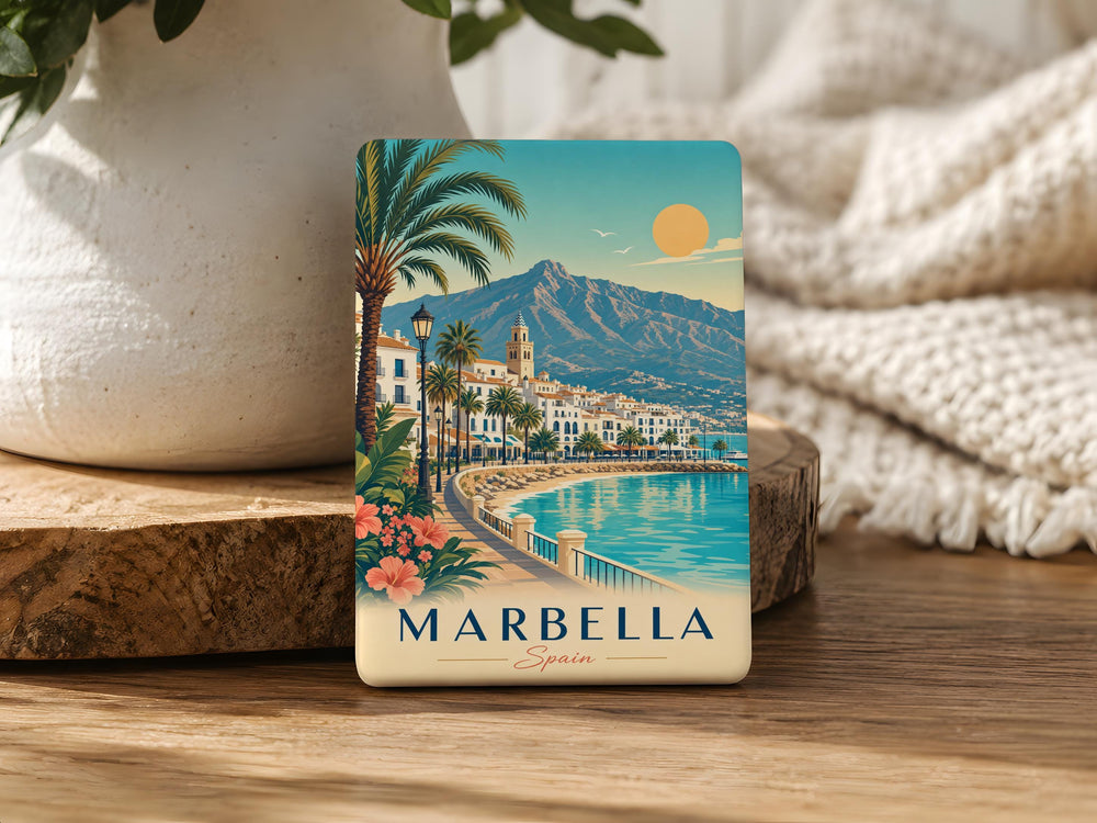 Marbella Spain Fridge Magnet, Marbella Souvenir Magnet, Spain Travel Gift, Marbella Beach Town Keepsake, Andalusia Decor Magnet