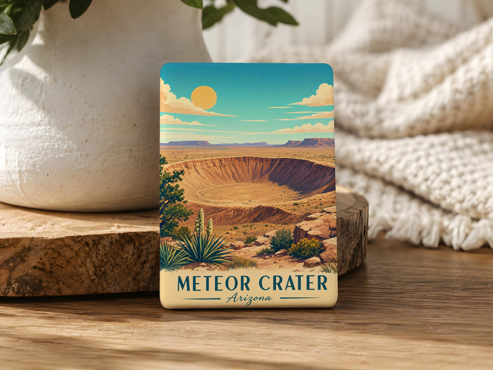 Meteor Crater Fridge Magnet, Arizona Impact Site Souvenir Magnet, Space Rock Impact Landmark Kitchen Decor Gift