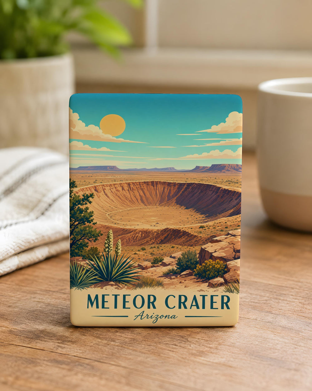 Meteor Crater Fridge Magnet, Arizona Impact Site Souvenir Magnet, Space Rock Impact Landmark Kitchen Decor Gift