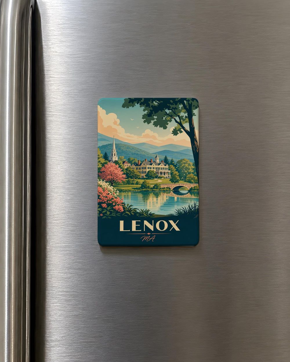 Lenox MA Fridge Magnet, Lenox Massachusetts Souvenir Magnet, Berkshires Travel Gift, New England Town Keepsake Magnet