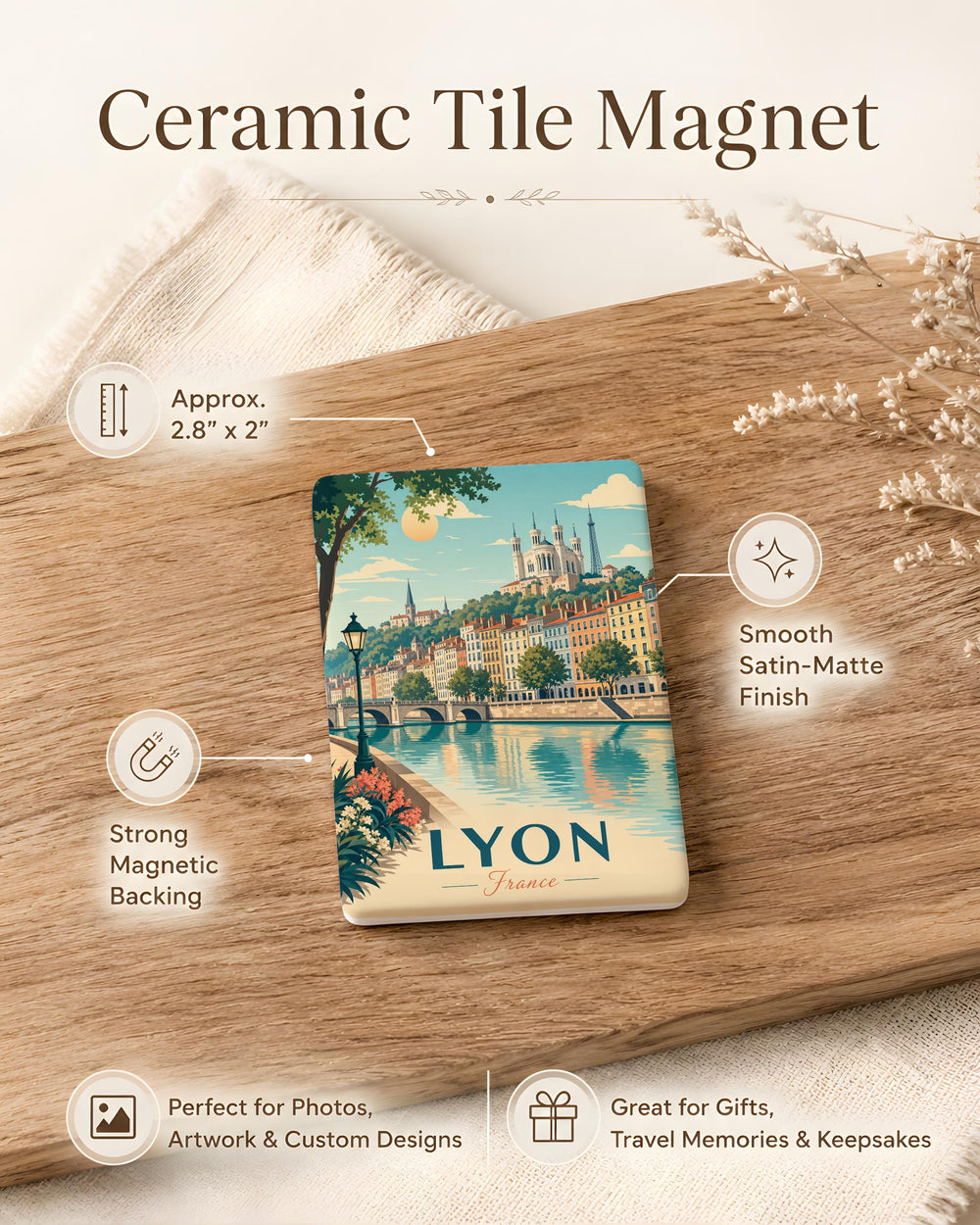Lyon France Fridge Magnet, Lyon City Souvenir Magnet, France Travel Gift, Lyon Landmark Refrigerator Magnet, French City Magnet