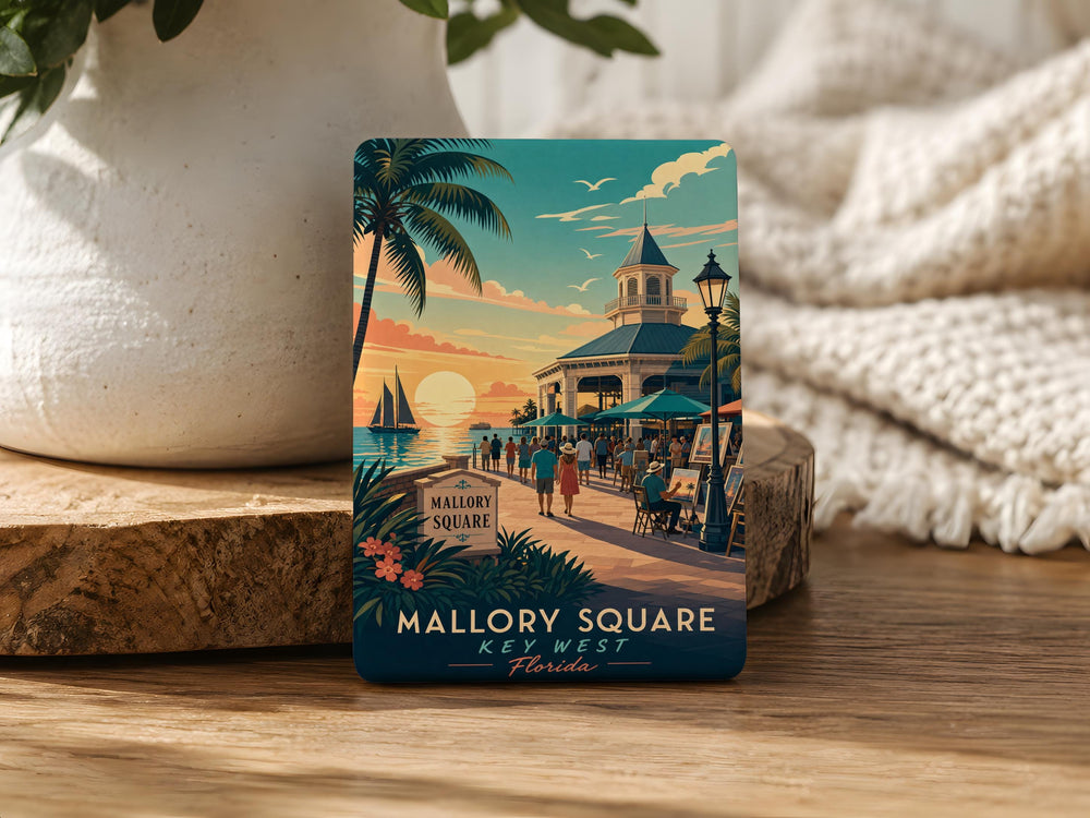 Mallory Square Fridge Magnet, Key West Florida Sunset Landmark Souvenir, Island Travel Keepsake Magnet