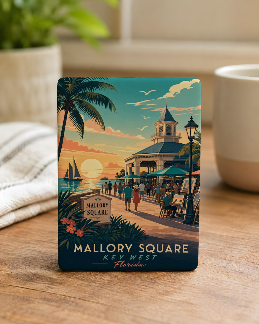 Mallory Square Fridge Magnet, Key West Florida Sunset Landmark Souvenir, Island Travel Keepsake Magnet