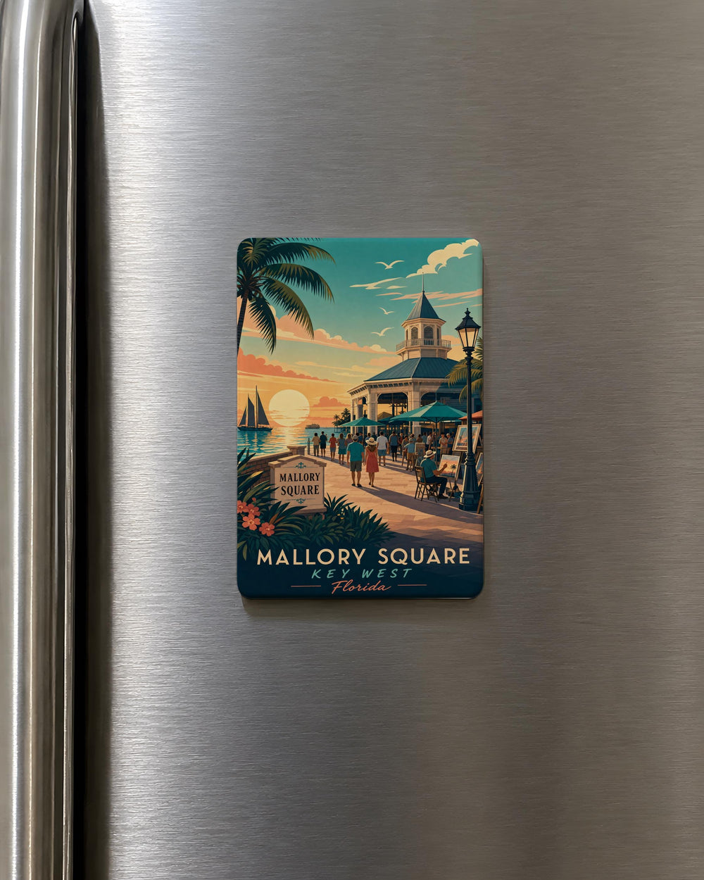 Mallory Square Fridge Magnet, Key West Florida Sunset Landmark Souvenir, Island Travel Keepsake Magnet