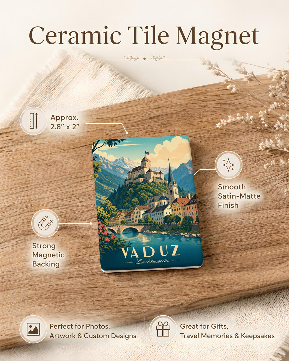 Liechtenstein Fridge Magnet, Vaduz Castle Souvenir Magnet, Liechtenstein Travel Gift, Alpine Country Keepsake Magnet
