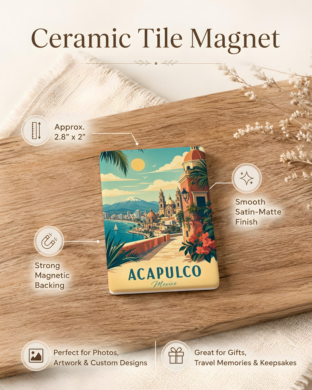 Mexico Fridge Magnet, Mexico Souvenir Magnet, Mexico Travel Gift, Mexico Vacation Keepsake, Mexican Landmark Magnet, Mexico Decor