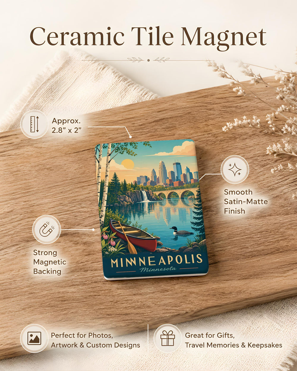 Minnesota Fridge Magnet, Minnesota State Magnet, Minnesota Souvenir Magnet, Minnesota Travel Gift, Minnesota Home Decor Magnet