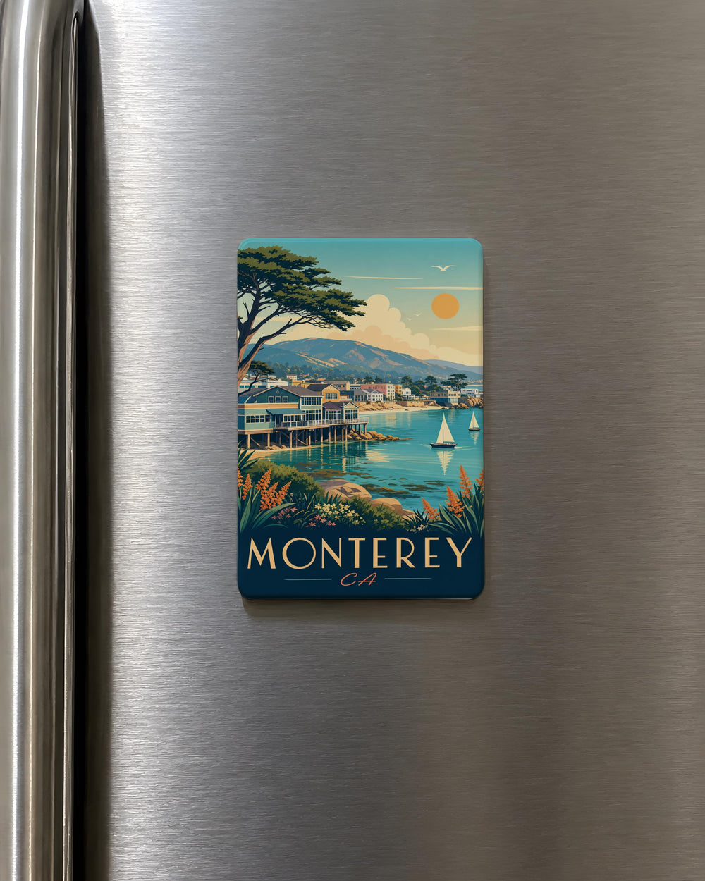 Monterey CA Fridge Magnet, Monterey California Souvenir Magnet, Coastal Vacation Travel Gift, Monterey Bay Keepsake Magnet