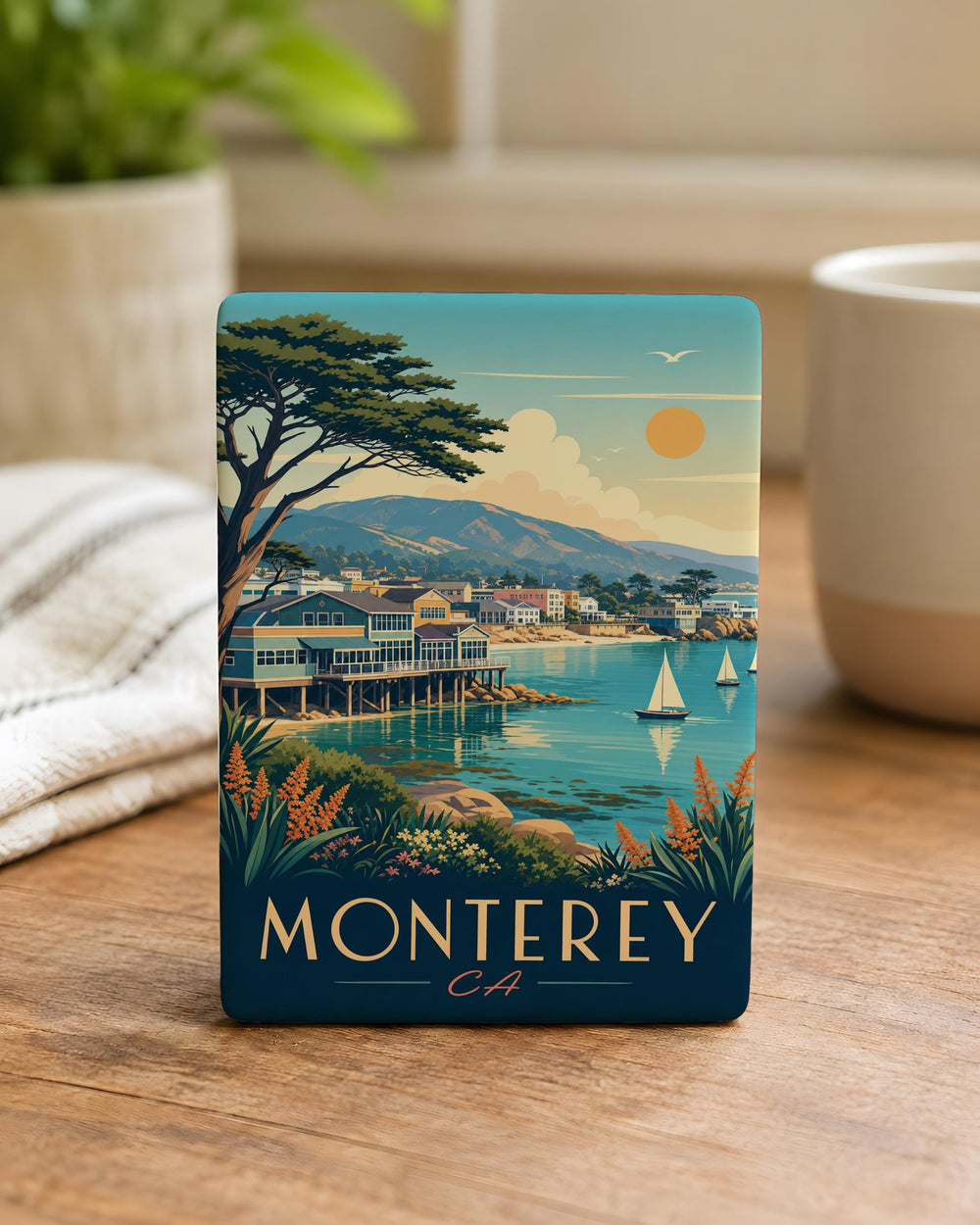 Monterey CA Fridge Magnet, Monterey California Souvenir Magnet, Coastal Vacation Travel Gift, Monterey Bay Keepsake Magnet
