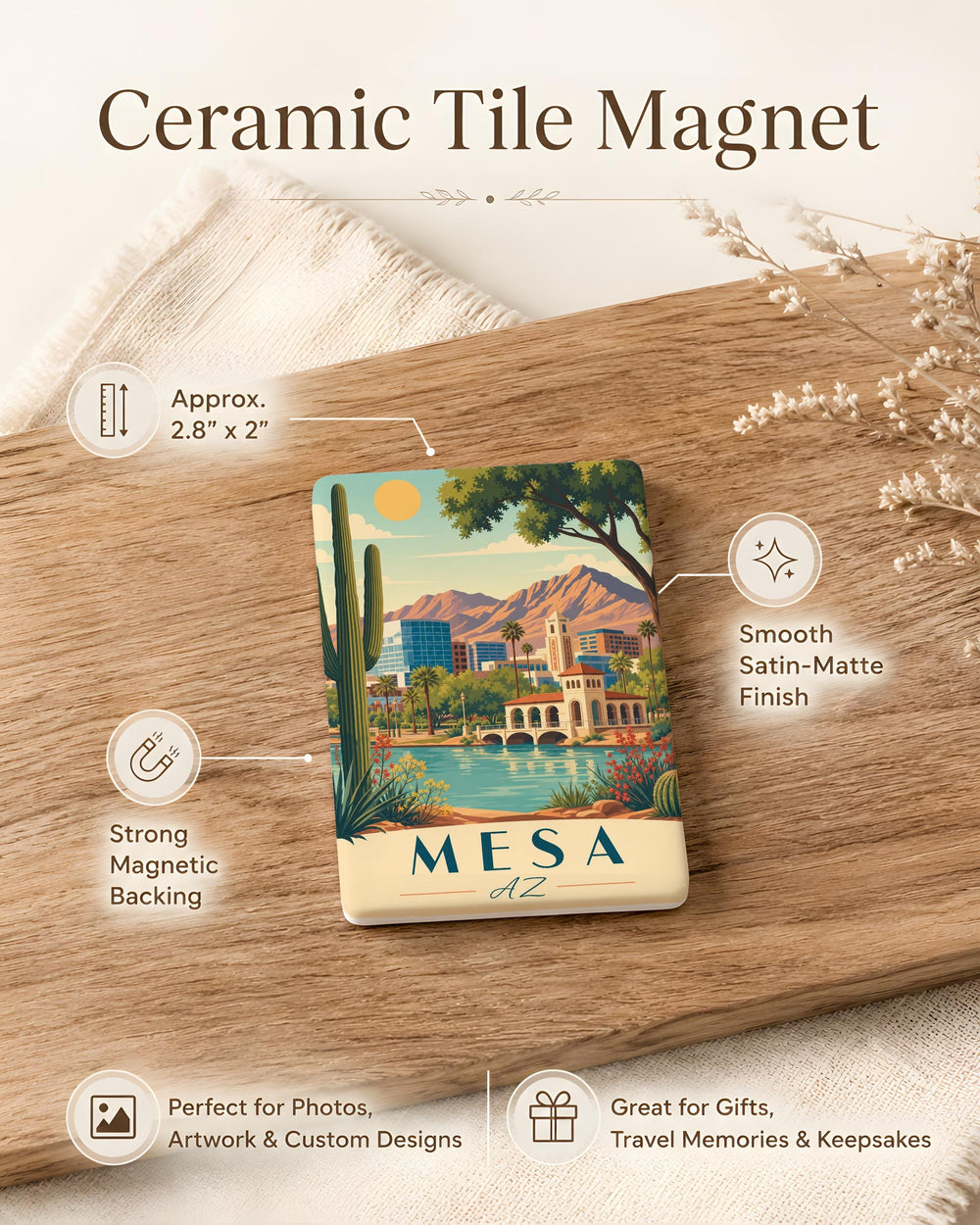 Mesa AZ Fridge Magnet, Mesa Arizona Souvenir Magnet, Arizona Travel Gift, Desert Southwest Keepsake Magnet