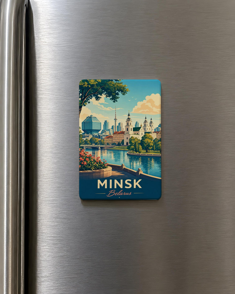 Minsk Belarus Fridge Magnet, Minsk City Souvenir Magnet, Belarus Travel Gift, Minsk Landmark Refrigerator Magnet