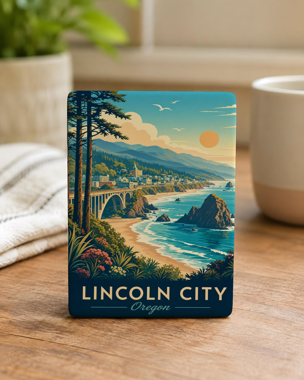 Lincoln City Oregon Fridge Magnet, Lincoln City OR Souvenir Magnet, Oregon Coast Travel Gift, Coastal Town Keepsake Magnet