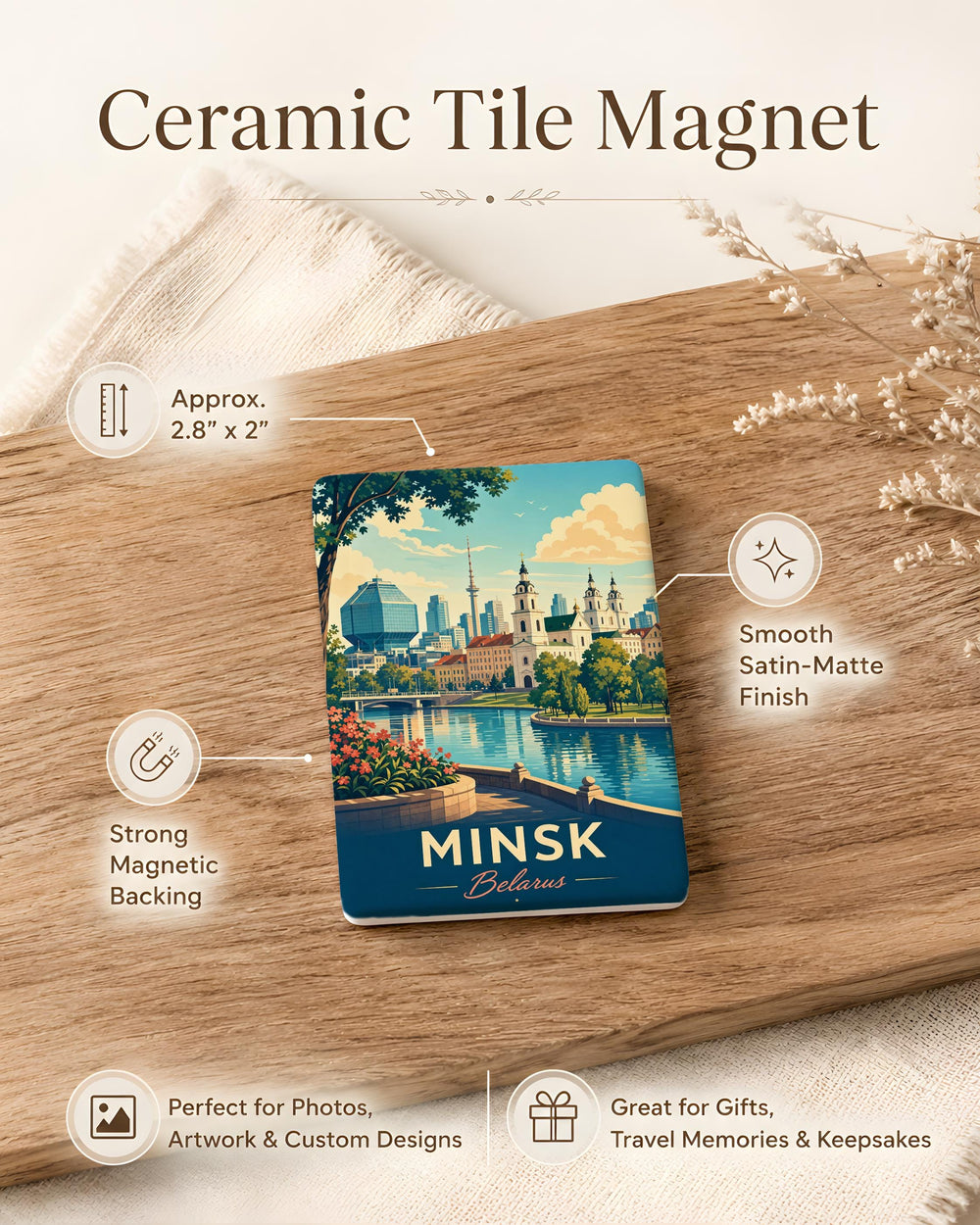 Minsk Belarus Fridge Magnet, Minsk City Souvenir Magnet, Belarus Travel Gift, Minsk Landmark Refrigerator Magnet