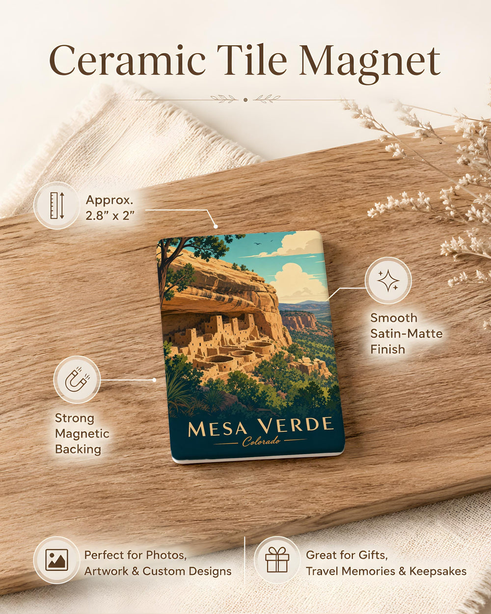 Mesa Verde National Park Fridge Magnet, Colorado Cliff Dwellings Souvenir Magnet, Southwest Travel Keepsake Gift