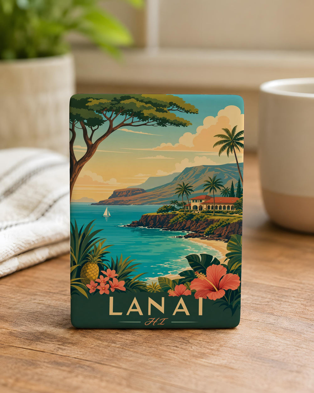 Lanai Hawaii Fridge Magnet, Lanai HI Souvenir Magnet, Hawaiian Island Travel Gift, Island Vacation Keepsake Magnet