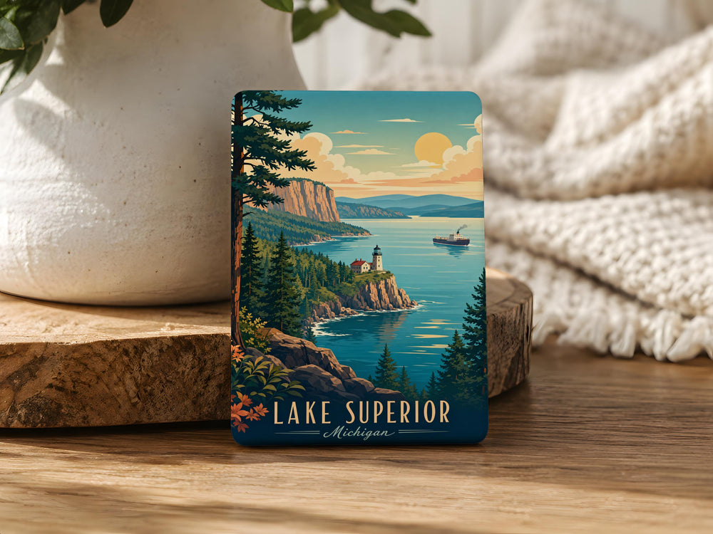 Lake Superior Fridge Magnet, Lake Superior Map Magnet, Great Lakes Souvenir Magnet, Minnesota Wisconsin Michigan Decor