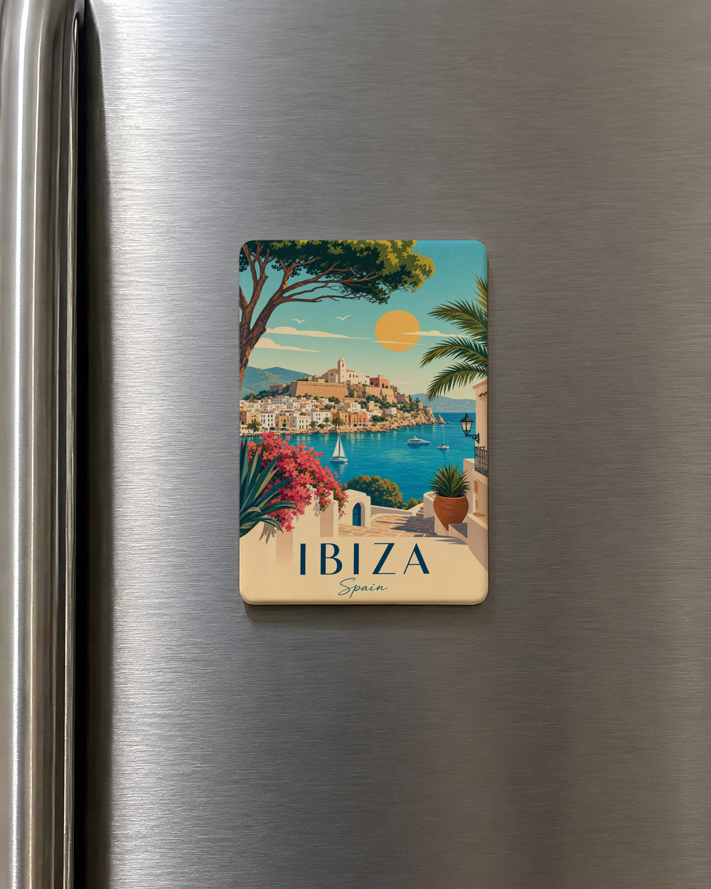 Ibiza Spain Fridge Magnet, Ibiza Travel Souvenir Magnet, Balearic Islands Vacation Keepsake, Ibiza City Landmark Magnet